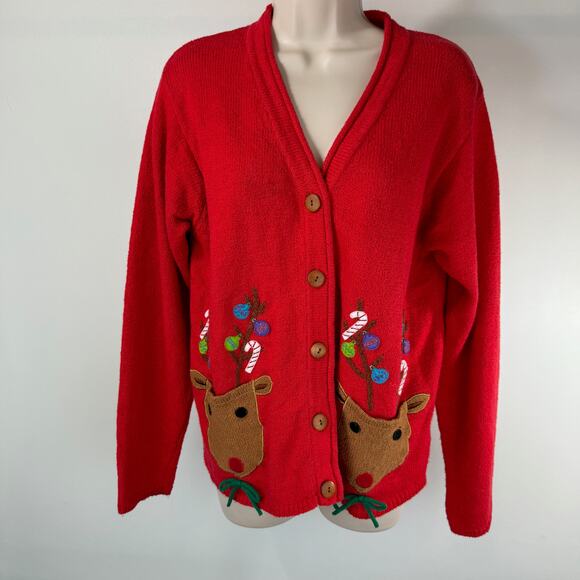 Marissa Christina 2000 Christmas Collection L Sweater Buttons Holiday - Picture 1 of 10